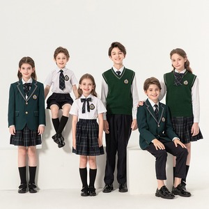 ホールセールアカデミー制服スマート新モデルチェック柄保育園制服エメラルドグリーン小学校から高校制服 - Product Image 1