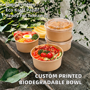Tazón Redondo Desechable para Ensalada, Impresión Personalizada, Biodegradable, de Papel Kraft con Tapa de PET Laminada, para Snacks, Pizza y Comida para Llevar - Product Image 2