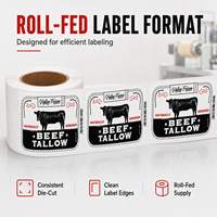 Label Stoples Lemak Sapi Kustom, Stiker Gulung Perekat Sendiri Tahan Air dan Tahan Minyak BOPP Putih untuk Kemasan Makanan