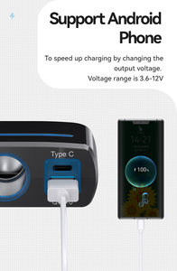 <span class=keywords><strong>12V</strong></span> vôn kế 2 cổng <span class=keywords><strong>USB</strong></span> sạc nhanh Kit PD 20W loại C & 15W QC3.0 cho xe Thuốc lá nhẹ hơn ổ cắm 12-24V Phạm vi điện áp - Product Image 6