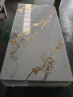 Nuevo Diseño, Lámina de Mármol UV con Líneas Doradas, Decoración de Pared, Revestimiento de PVC, Revestimiento de Carbono, Piedra Artificial, Panel de Pared de Plástico UV