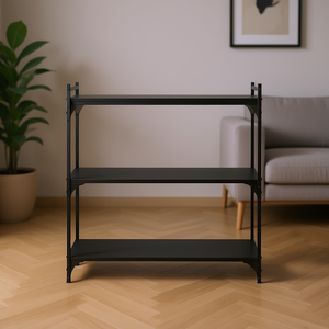 Libreria a 3 Ripiani in Metallo Nero 31.5x11.8x33.9 Pollici, Design Moderno Minimalista Salvaspazio per Soggiorno - Product Image 2