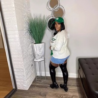 Mantel Bulu Wanita Eropa Amerika Model Silang, Tebal Anti Kusut untuk Musim Gugur dan Musim Dingin, Kerah V Elegan, Cardigan Longgar Bermotif Bunga