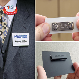 Kim Loại Không Gỉ 2Bottons Nam Châm Tên Huy Hiệu Thẻ NdFeB Vật Liệu Từ Tính N35 Từ Tính Nametags ID Tấm Chủ Nam Châm - Product Image 5