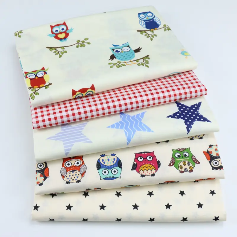 Katoen Twill Stof Cartoon Uil Star Gedrukt Stof Kleuterschool Baby Doek Puur Katoen Beddengoed Stof