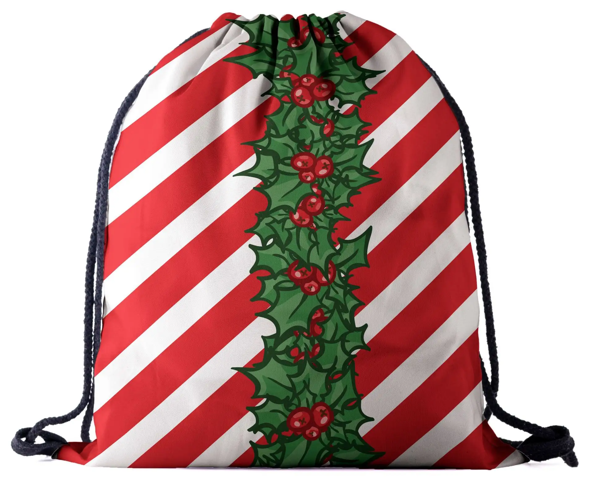 Bolsas con cordón baratas al por mayor de fábrica, mochilas estampadas de alta calidad, mochila de ramo de Navidad para niños y niñas