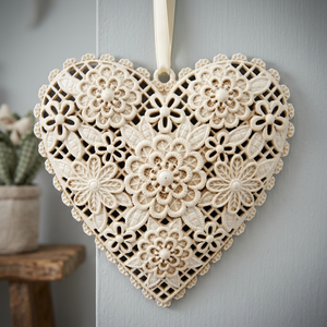 HIGH QUALITY <b>WEDDING</b> DECORATION HEART SHAPE FLOWER ZINC ALLOY ORNAMENT with OPTIONAL <b>RIBBON</b> CN/GUA Model 45007BGN9 - Product Image 3