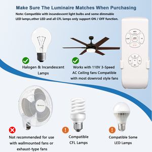 타이머 <span class=keywords><strong>4</strong></span> 버튼이있는 천장 팬 및 램프를위한 JF-018 학습 코드 원격 제어 키트 30m 범위 AC 110-240V - Product Image 6