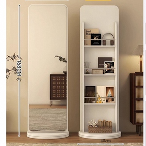 Giá treo quần áo xoay bằng gỗ, gương soi toàn thân đứng bán chạy, có ngăn chứa đồ - Product Image 1