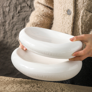 Assiette en céramique blanche moderne pour hôtel, restaurant haut de gamme, vaisselle créative, assiette artistique pour la <span class=keywords><strong>cuisine</strong></span> <span class=keywords><strong>française</strong></span> occidentale, <span class=keywords><strong>plat</strong></span> froid - Product Image 4