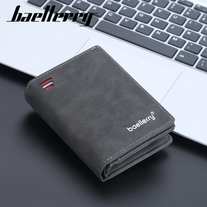 กระเป๋าสตางค์แบบสั้นสำหรับผู้ชาย Baellerry สีเทา กระเป๋าสตางค์แนวตั้งแบบมีซิปใส่บัตรได้หลายใบ ใช้ได้ทุกวัน - Product Image 3