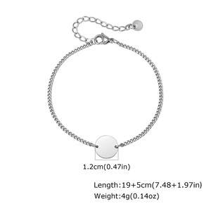 Hot-selling Stainless Steel Men's and Women's <b>Couple</b> <b>Bracelets</b> Round Pendant <b>Bracelets</b>, Customizable with Engraved Logos - Product Image 2