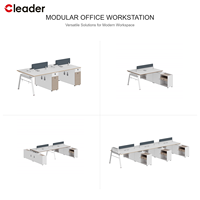 Table de bureau moderne pour 4 personnes avec cloison, banc à pieds en A en cuivre, poste de travail, plateau blanc, armoire à roulettes, OEM ODM