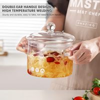 1.35L/1.5L/1.9L ODM OEM Panci Sup Kaca Borosilikat Transparan Berkualitas Tinggi, Kompatibel dengan Kompor Induksi, untuk Dapur Rumah Modern