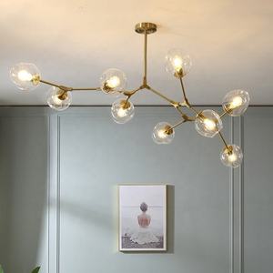 Lámpara de Techo Moderna con Ramas, Estilo Nórdico, Color Gris Humo, con Esferas de Cristal, para Sala de Estar - Product Image 1