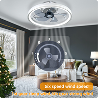 Ventilateur de plafond LED intelligent WiFi blanc 19'' encastré, 6 vitesses, intensité variable, compatible Alexa Google, minuterie réversible pour chambre et salon