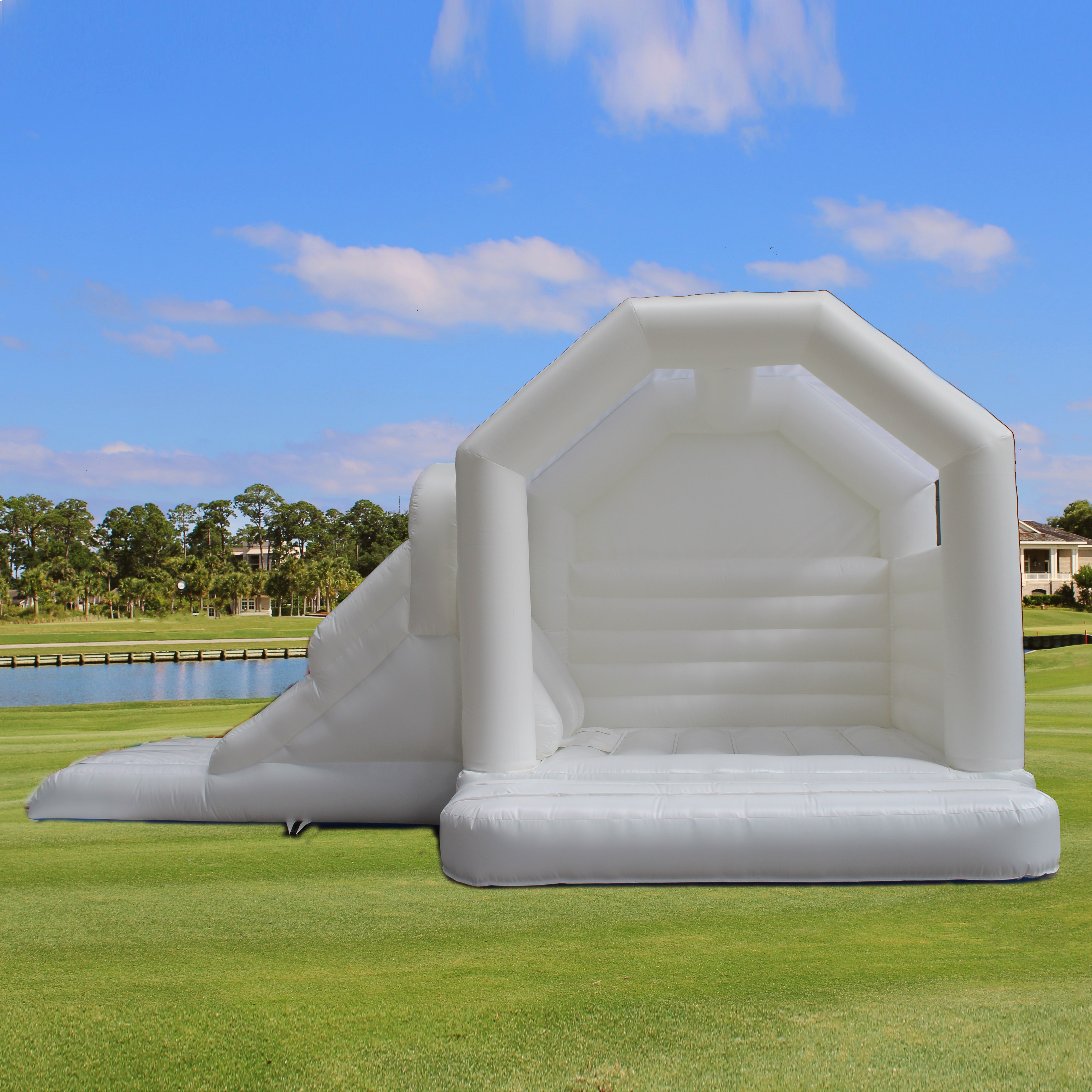 Заводская цена, индивидуальный белый надувной прыгающий замок высокого качества, Розовый Свадебный батут, дом и горка для продажи
