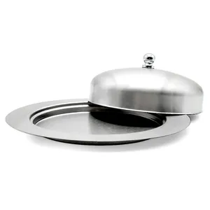 Stainless Steel Oval Shaped Butter Dish With Cover For Countertop