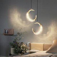 Lampu Gantung Samping Tempat Tidur, Lampu Gantung Mewah Art Deco Desain Baru, Lampu Cincin LED, Lampu Gantung Lingkaran LED, Lampu Gantung Kamar Tidur