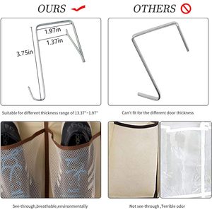 Organisateur de chaussures à suspendre sur la porte, 12 poches en filet, rangement de chaussures suspendu pour placard, beige - Product Image 5
