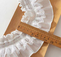 LS028 9CM Double couche de dentelle plissée élastique pour les poignets, l'ourlet de la jupe, la robe de mariée, la dentelle décorative
