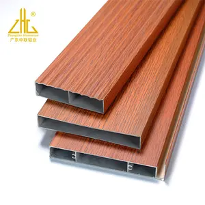 ZHL profil aluminium ekstrusi untuk pelapis dinding kustom eksterior 3d battens kayu aluminium