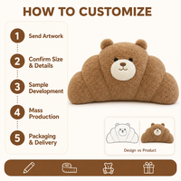Coussin de tête de lit en peluche en forme d'ours, doux, marron, pour la lecture au lit