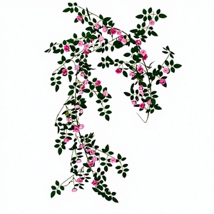 พวงมาลัยดอกกุหลาบประดิษฐ์จากพลาสติกและผ้าไหมสำหรับตกแต่งงานแต่งงานแขวนเพดานภายในอาคาร - Product Image 1