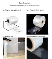 Rouleau de tube poly plat en PE, largeur sur mesure de 1 à 100 cm et sacs en tube poly imprimés pour rideaux, tapis, emballage de fruits de mer