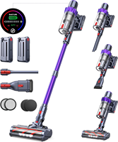 Aspirateur sans fil 45KPA 650W avec 2 batteries, 110 min d'autonomie, moteur sans balais, aspiration automatique, portatif, pour poils d'animaux, tapis et sols (usage sec)