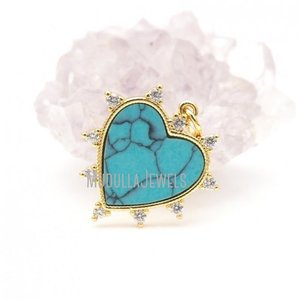 PM43445 Natural Gemstone Turquoise Heart Pendant Gold Plated Love Zircon Charm for Bracelet Earring <strong>Jewelry</strong> Making <strong>Supplies</strong> - Product Image 4