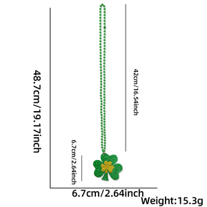 DAMAI ของตกแต่งงานปาร์ตี้วันเซนต์แพทริกใหม่ล่าสุด สร้อยคอจี้รูปใบโคลเวอร์สีเขียว ของตกแต่งงานพรอมวันชาติไอร์แลนด์ - Product Image 5