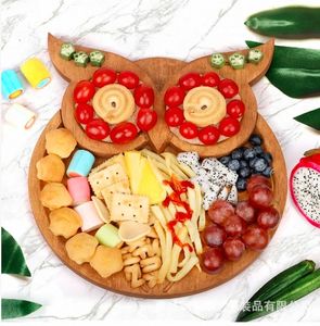 Plato de comedor de madera para <span class=keywords><strong>el</strong></span> hogar, bandeja creativa de búho, plato de comida complementario para niños, plato de fruta, tablero de queso separado, bandeja de madera maciza - Product Image 3