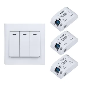 Light Control 10A 120V 230V 3 Gang Wall Switch with 30M RF Signal