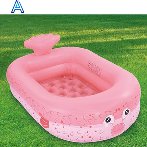 OEMカスタマイズカラーピンクPVCエアブローインフレータブルフィッシュシェイプビニールエアブローキッズチルドレンバスプールスイムプールサマープール用 - Product Image 1