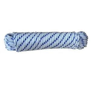 5mm * 15M PP trenzado cordón trenzado blanco con azul