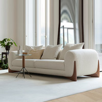 Ensemble Canapé de Luxe Moelleux Haute Qualité, Canapés Modernes en Tissu Blanc avec Pieds en Bois Massif pour Mobilier de Salon et Maison