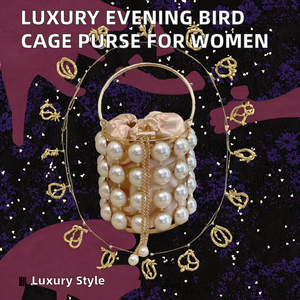 Sac de soirée de luxe pour femme, design cage à oiseaux orné de strass et de diamants, chaîne ouverte, nouvelle doublure en polyester pour mariages et occasions spéciales - Product Image 2