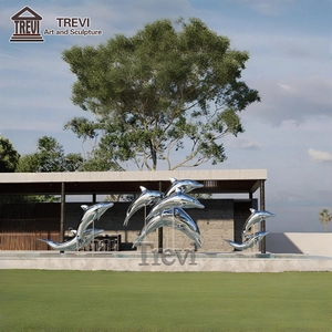 TREVI-Sculpture moderne d'extérieur miroir en acier inoxydable <span class=keywords><strong>dauphin</strong></span> statues pour patio piscine - Product Image 3