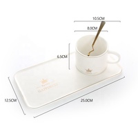 Gloway Oem Vaisselle Petit Déjeuner Nordic Sublimation Tasse à Café Cadeau Céramique Tasse à Café de Luxe Ensemble Avec Soucoupe Plateau Et Cuillère En Métal