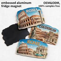Imán de Recuerdo Personalizado del Coliseo de Roma, Italia, con Relieve 3D, Aluminio de 1.3mm, Duradero, Anti-Rayones, con Recubrimiento UV, Impresión Offset