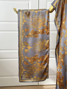 Abito Vintage Bohemien Floreale in Raso con Sciarpa, Elegante Vestaglia Oversize per Vacanze, Copricostume Estivo da Spiaggia alla Moda per Donna - Product Image 2