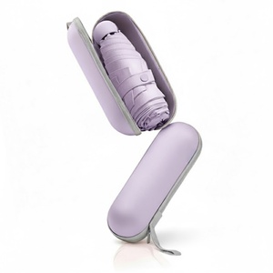 Mini parapluie de voyage mignon toutes saisons avec revêtement noir, parapluie de poche portable pour filles, design pliable en cinq sections, taille identique à un téléphone - Product Image 1