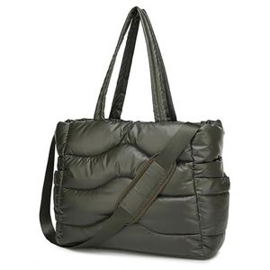 Factory Oem Stylish Shoulder With Laptop Compartment Soft <b>Nylon</b> Bags Quilted Puffer <b>Tote</b> Bag for Women - Product Image 4