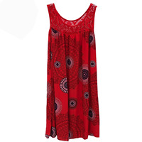 Robe midi bohème pour femme avec dentelle, nouvelle collection 2026, imprimé géométrique, sans manches, ample, décontractée, pour la plage