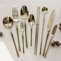 Ensemble de couverts en acier inoxydable vintage LFS pour mariage, couteau, fourchette, cuillère, de haute qualité, hôtel, or, luxe, argenterie