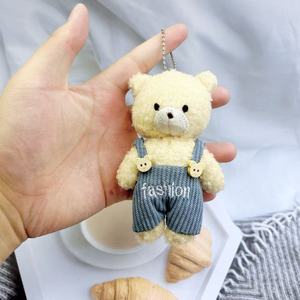 柔らかいぬいぐるみテディベアキーホルダーかわいいミニぬいぐるみクマ人形オーバーオールバッグペンダントファッションバックパック飾りかわいい小型 - Product Image 6