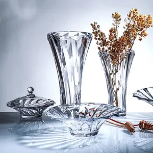 Высококачественная декоративная стеклянная ваза для цветов без свинца прозрачная Хрустальная большая ваза для домашнего декора