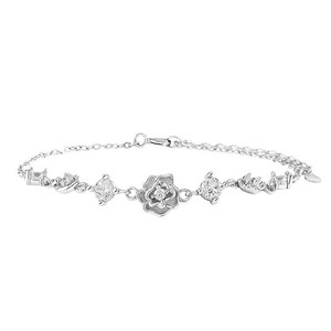 <span class=keywords><strong>Bracciale</strong></span> di Lusso in <span class=keywords><strong>Argento</strong></span> Sterling con Zirconi a Forma di Camelia, Gioiello Regalo per Ragazze - Product Image 5