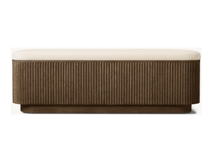 RH White <strong>Oak</strong> Vertical Pattern <strong>Storage</strong> Bed End <strong>Bench</strong> - Product Image 2